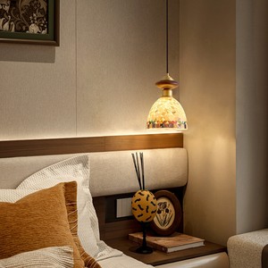 Vintage Style Pendant <b>Light</b> E27 Led Round <b>Single</b> Head Chandelier For Bedroom Dining Room Entryway - Product Image 2
