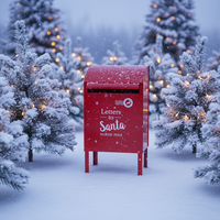 Buzón Navideño Vintage con Logotipo Personalizado, Buzón de Hierro Impermeable, Buzón de Papá Noel para Jardín, Patio, Fiesta al Aire Libre