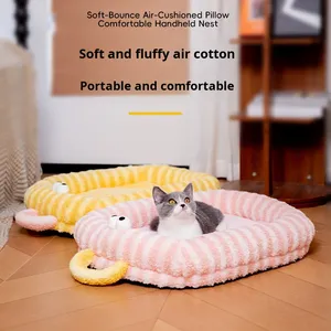 Cuccia Invernale in Peluche a Righe per Animali Domestici, Tappetino Spesso in Poliestere per Cani, Cuscino Lavabile e Resistente per Tutti i Tipi di Animali, Cuccia Ovale per Cani di Piccola Taglia e Gatti - Product Image 2