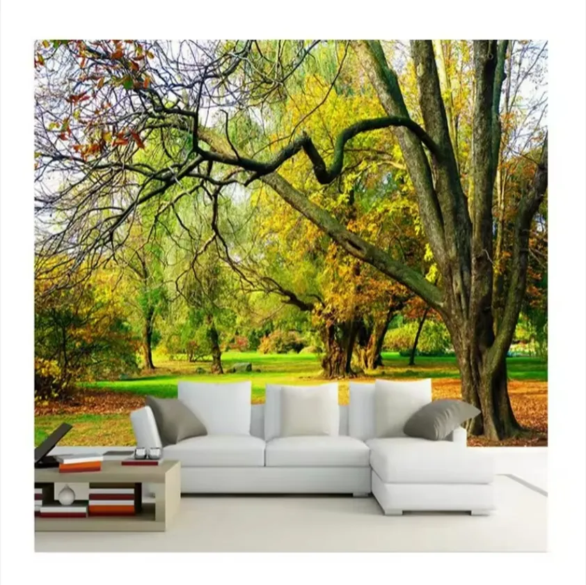 Schöne Landschaft 3D-Wandbild Herbst Waldwand Wandbild Wohnzimmer Schlafzimmer Fernseher-Hintergrund-Wandbild