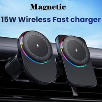 Articles les plus vendus Accessoires de voiture 15W Charge rapide sans fil Colorful 360 Rotation Car Wireless Charging Pad pour iphone 16 Pro