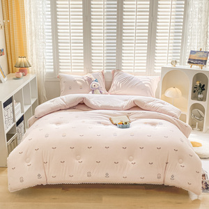 Bán Buôn Nữ Hoàng Kích Thước Sợi Nhỏ Làm Đầy <span class=keywords><strong>Comforter</strong></span> Da Thoáng Khí Thân Thiện Màu Hồng Trọng Lượng Nhẹ Chăn Nhiệt Sợi Chăn - Product Image 2