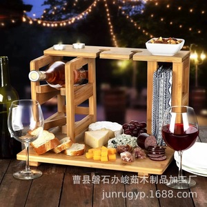 Estante de vino de madera con soporte para copas y bandeja para queso para uso en fiestas - Product Image 2