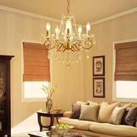 Lustre ovale en verre français pour chambre et salle à manger, 5 têtes LED, en fer doré et cristal, avec télécommande, 220V AC