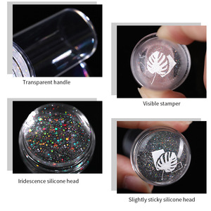Outil <span class=keywords><strong>de</strong></span> tamponnage pour nail art, tête en silicone transparente colorée avec poignée, pour estampage <span class=keywords><strong>de</strong></span> motifs français sur les ongles - Product Image 5