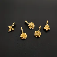 EManco Breloques en acier inoxydable couleur or, motifs floraux variés, style naturel pour bijoux DIY, usage quotidien, vente directe usine