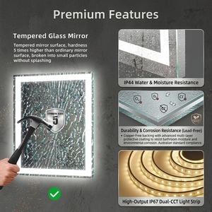 Espejo de Baño LED Inteligente Moderno SAA con Reloj Digital, Temperatura, Antivaho, Retroiluminación Regulable para Hotel OEM - Product Image 5