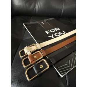 Cinturón de Cuero Genuino para Mujer con Hebilla Rectangular, Cinturón Casual Sólido de Piel de Vaca para Uso Diario - Product Image 3