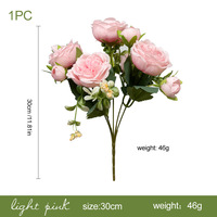 Bouquet de roses artificielles blanches faites à la main, 30 cm, arrangement floral en soie au toucher naturel, longue durée, pour mariage, décoration de la maison