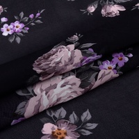 100% polyester imprimé fleuri Transparent tissé en mousseline de soie tissu léger respirant pour les chemises des femmes pure plaine pour les filles