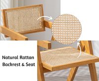 Chaises de salle à manger Lot de 2 chaises modernes avec dossier en rotin Chaises de cuisine avec cadre en bois massif pour le salon