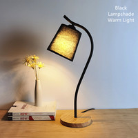 Lampe de lecture LED classique moderne Base en bois arc élégante Abat-jour en tissu blanc pour chambre à coucher Restaurant Lampe de table