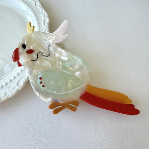 กิ๊บติดผมอะซิเตทรูปสัตว์การ์ตูนนกน้อยขนาด 14.5 ซม. กิ๊บติดผมรูปเป็ดแมนดาริน กิ๊บติดผมรูปฉลาม เครื่องประดับผมสำหรับงานพรอม งานปาร์ตี้ ใช้ได้ทุกวันสำหรับผู้หญิง - Product Image 2