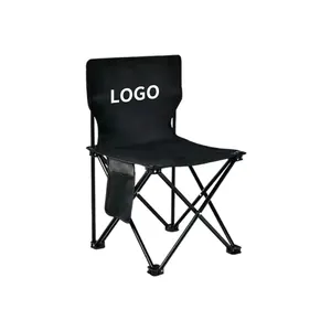 Custom Logo Folding Chair 600D Oxford Cloth Black Adult Foldable Camling Chair for Promotion