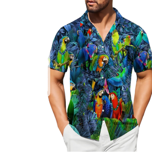 Camisas Hawaianas para Hombre, de Sarga Tejida, Manga Corta, con Botones, Casuales, Estampadas, Tropicales, Florales, Aloha, de Playa, de Secado Rápido - Product Image 2