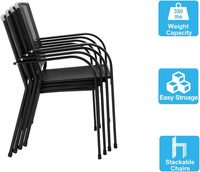 Ensemble de 4 chaises de salle à manger d'extérieur en métal avec trou de parapluie de 1.73 "Mobilier de jardin pour usage quotidien