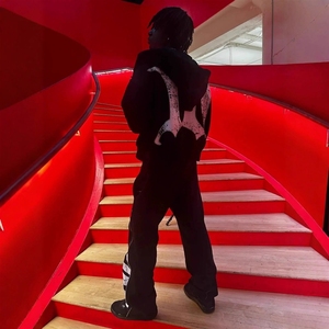 Conjunto Deportivo de 2 Piezas con Sudadera con Capucha y Pantalones Deportivos de 500 GSM 100% Algodón, Estampado Hip Hop, para Hombre - Product Image 1