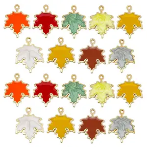 Drop Oil Enamel Maple Leaf Pendants Creative DIY Alloy Bracelet Necklace Small Pendant Jewelry Findings Components