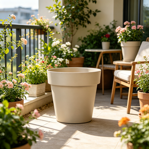 Grand pot de culture en plastique imitation terre cuite, écologique, pour jardin extérieur, avec trou de drainage - Product Image 1