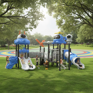 Ensemble de jeux d'extérieur avec structure en acier et toboggans en plastique PE, équipement de jeu haute capacité pour enfants, idéal pour les écoles, parcs d'attractions et communautés - Product Image 1