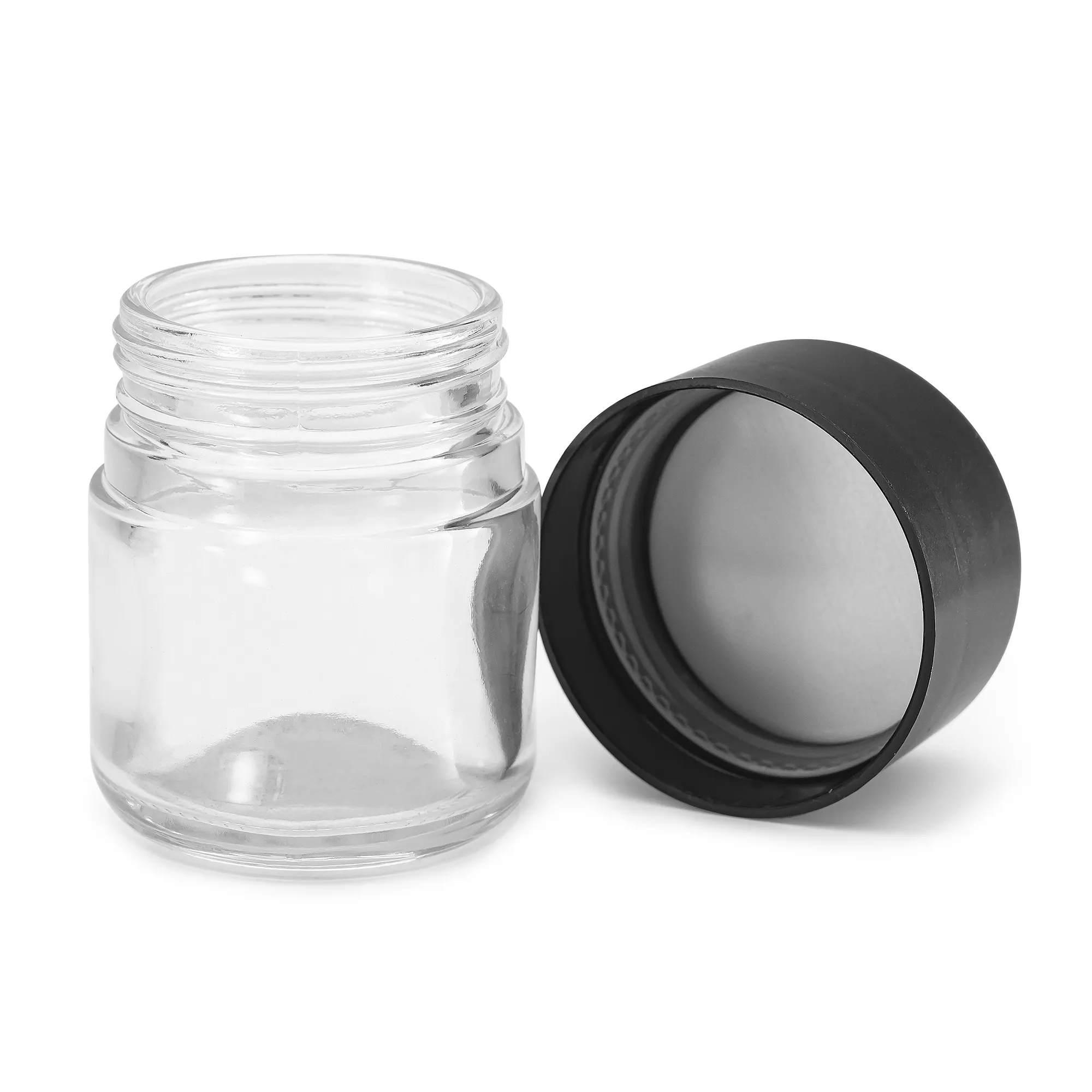 1oz 2oz 3oz 4oz Smell Proof Jar Empty Clear Round Flower Containers Childproof Child Resistant Glass Jar With CR Cap