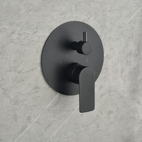 Robinet d'eau chaude et froide à poignée unique, encastré, thermostatique, finition noire mate, en laiton, mitigeur de douche 2 voies