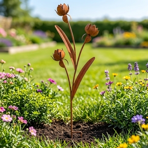 Les piquets d'ornements <span class=keywords><strong>de</strong></span> décor <span class=keywords><strong>de</strong></span> <span class=keywords><strong>jardin</strong></span> <span class=keywords><strong>de</strong></span> fleurs artificielles <span class=keywords><strong>en</strong></span> <span class=keywords><strong>métal</strong></span> <span class=keywords><strong>rouillé</strong></span> améliorent la beauté <span class=keywords><strong>de</strong></span> votre <span class=keywords><strong>jardin</strong></span> - Product Image 5