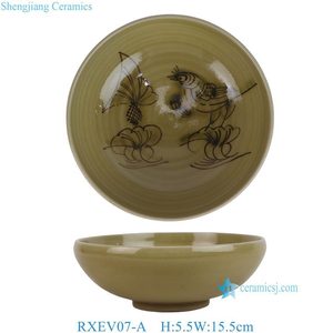 Bol en céramique RXEV03/4/5/6/7-A de 4 pouces, couleur <span class=keywords><strong>automne</strong></span>, émaillé, peint à la main, motif oiseau, grue, fleur, bol à riz - Product Image 4