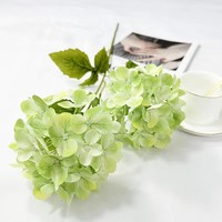 Composition florale artificielle réaliste en soie 3D à deux têtes, hortensia, pour décoration murale, maison et hôtel