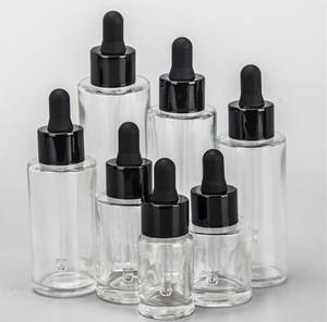 Hotsale platte schouder 30ml 40ml 50ml transparante serum glazen fles met druppelaar en gepersonaliseerd logo - Product Image 3