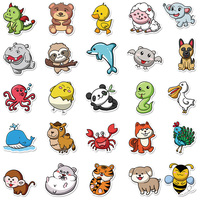 Lot de 50 autocollants personnalisés en vinyle UV pour enfants, motifs animaux mignons, pour décoration personnalisée