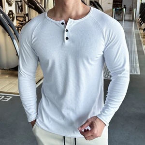 Camiseta <span class=keywords><strong>Henley</strong></span> Deportiva Estilo Americano para <span class=keywords><strong>Hombre</strong></span>, Otoño Invierno, Elástica, Ajustada, Estilo Musculoso, Slim Fit - Product Image 5