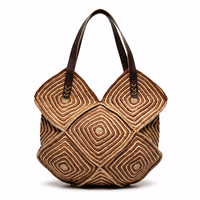 Sac fourre-tout décontracté en raphia tressé fait main, sac à bandoulière géométrique pour la plage et les voyages, doux, pour femme, marque privée OEM ODM