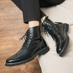 Botas de cuero para hombre de talla grande 2026, de moda, con acabado bronceado, personalizadas, de caña alta, con cordones, para exteriores - Product Image 4