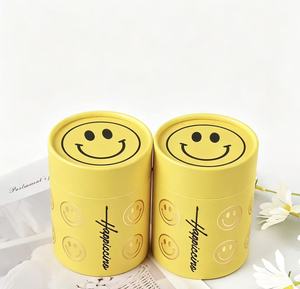 Boîte en papier cylindrique avec logo personnalisé et design visage souriant, emballage cadeau pour parfum, huile essentielle, aliments, cosmétiques, emballage cadeau - Product Image 3