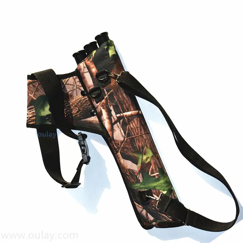 Tas panah panahan 53*14cm Quiver 3 tabung hitam, tas gantung dan panah pinggang untuk menembak bergetar berburu luar ruangan