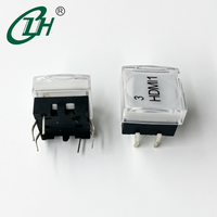 Interruptor Táctil Momentáneo de 12x12mm, Micro Botón Pulsador Pequeño con LED RGB, Interruptor Táctil con Terminal DIP Enchufable y Tapa de Cristal