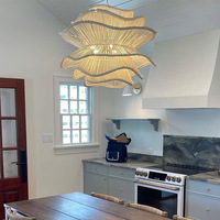 Lampe suspendue en osier tissé naturel écologique Ascial, faite à la main, style bohème, en rotin et bambou, pour restaurant