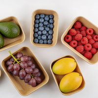Conteneur de stockage de fruits jetable en papier kraft pour avocat, fraise, myrtille, boîtes d'emballage pour fruits avec couvercles pour réfrigérateur
