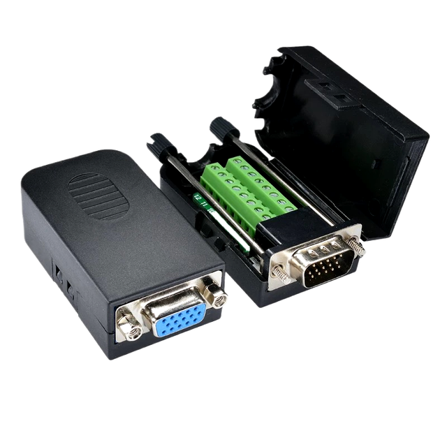Bssy)the Db15 Three-Row -Pin Vga Terminal Display with a Casing Is a No-Solder Head Male-to-Female Pair Connector