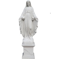 Statue de la Vierge Marie en marbre sculpté à la main, grandeur nature, classique, pour l'extérieur, église catholique, à vendre