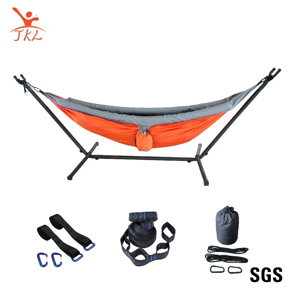 Faltbare tragbare 2-Personen-Nylon-Hängematte Großhandel Innen-und Außen-Doppel klapp halterung Hängematte Survival Tent Hammock