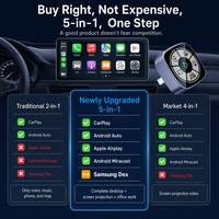 Adaptador Inalámbrico CarPlay 5 en 1 con Soporte para Android Auto, Airplay, Miracast y Samsung Dex, 1 Año de Garantía