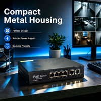 Switch PoE Gigabit de 4 Puertos + Switch de Red de Enlace Ascendente 2GE, PoE AI Watchdog, Protección contra Rayos de 6KV, QoS para Cámaras IP de Seguridad CCTV