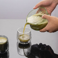 Ensemble de thé matcha Kung Fu en verre à arc, style japonais et minimaliste, résistant à la chaleur, écologique, avec support de séparation, pour un usage domestique