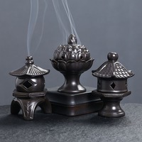 Brûleur d'encens miniature en céramique noir en forme de phare, diffuseur d'arômes pour la maison