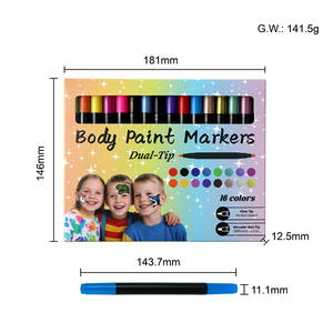 GP Dual-tip 16-color Washable <strong>Temporary</strong> <strong>Tattoo</strong> Paint Marker <strong>Pen</strong> Bright Colors Face Body Paint Kit for Children Safety Certified - Product Image 5