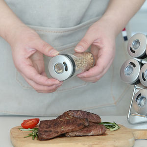 Bocaux à épices en verre transparent avec couvercle fenêtré à vision grossissante, 3 ouvertures pour verser et saupoudrer, pour rangement de garde-manger, logo personnalisé - Product Image 2