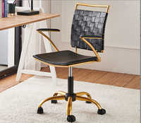 Chaise de bureau pivotante ergonomique de luxe en cuir PU, noir et or, chaise de bureau d'ordinateur