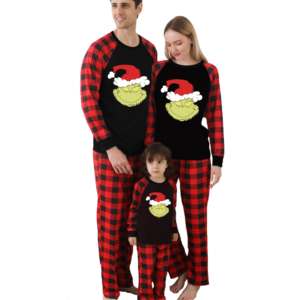 Buon natale pigiama di abbigliamento da notte Plaid di bufalo per bambini in maglia per la primavera pigiama di natale abbinato ai genitori - Product Image 4